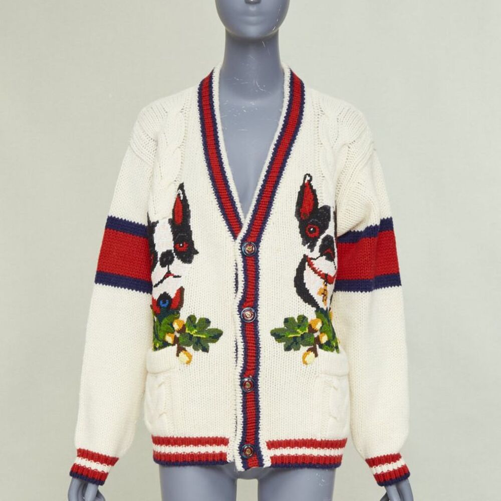 Gucci 2018 Wool Dog Knit Cardigan